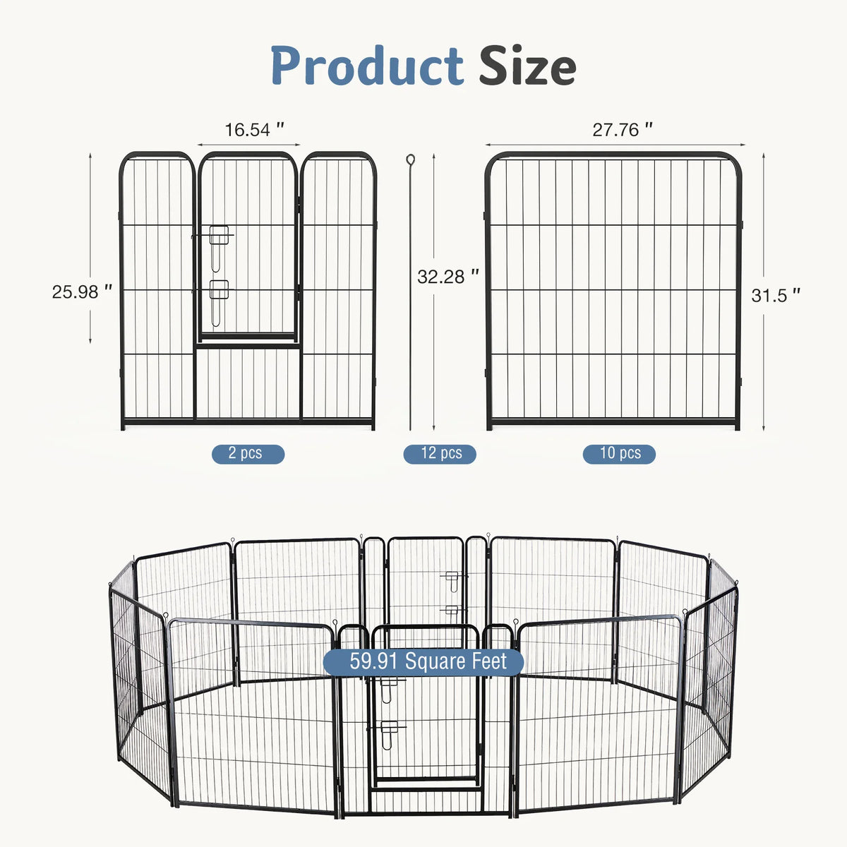 JHK Premium Metal Dog Playpen For Indoor Outdoor Exercise