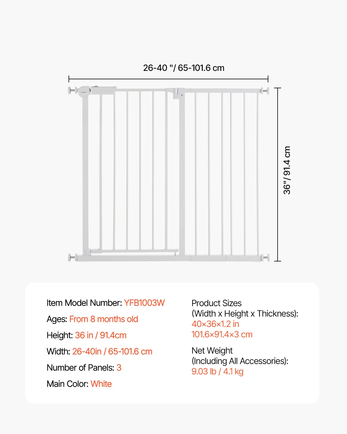 SucceBuy Stainless Steel Pressure Mount Baby Safety Gate