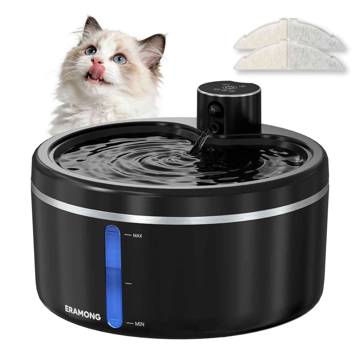ERAMONG Wireless Cat Water Fountain With Auto Sensor Quiet Dispenser