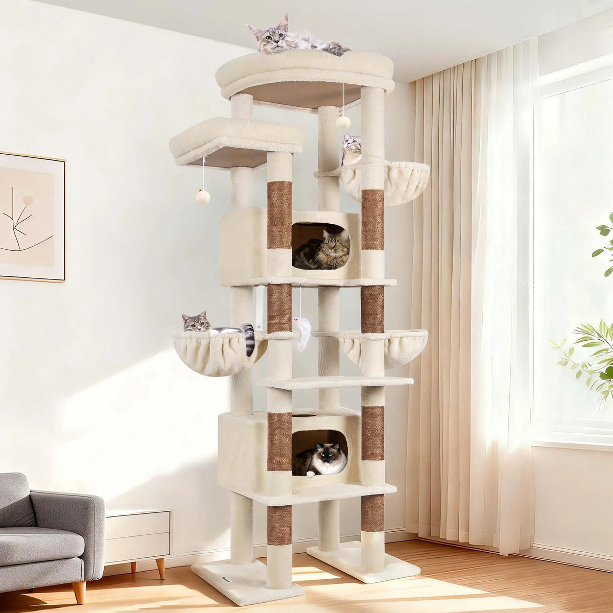 Globlazer Adjustable Multi-Level Cat Tree Tower with Condos and Hammocks
