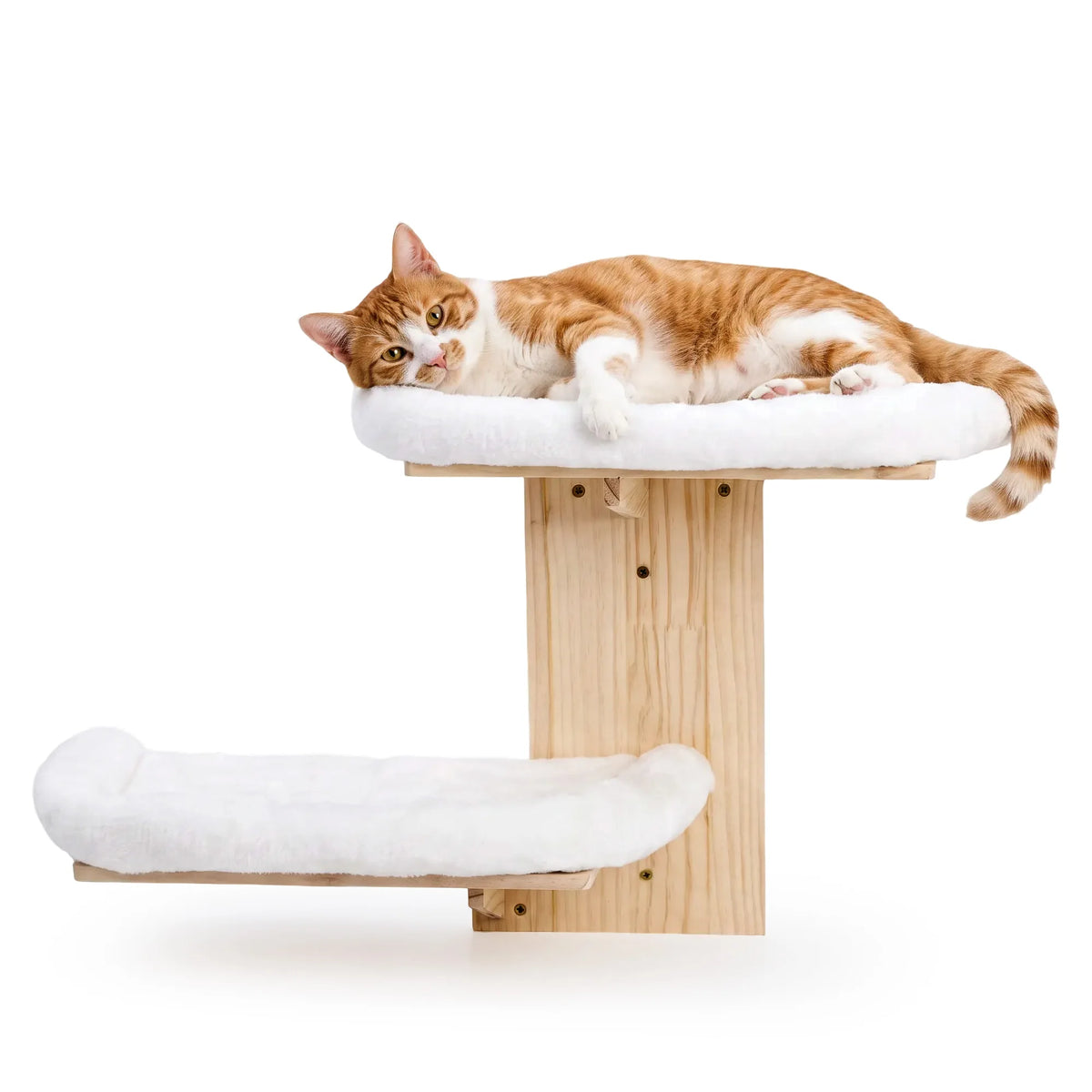 Solid Wood Wall Mounted Cat Bed With Washable Cushion Heavy Duty Hanging Cat Shelf Easy Install Corner Wall Furniture For Indoor Cats