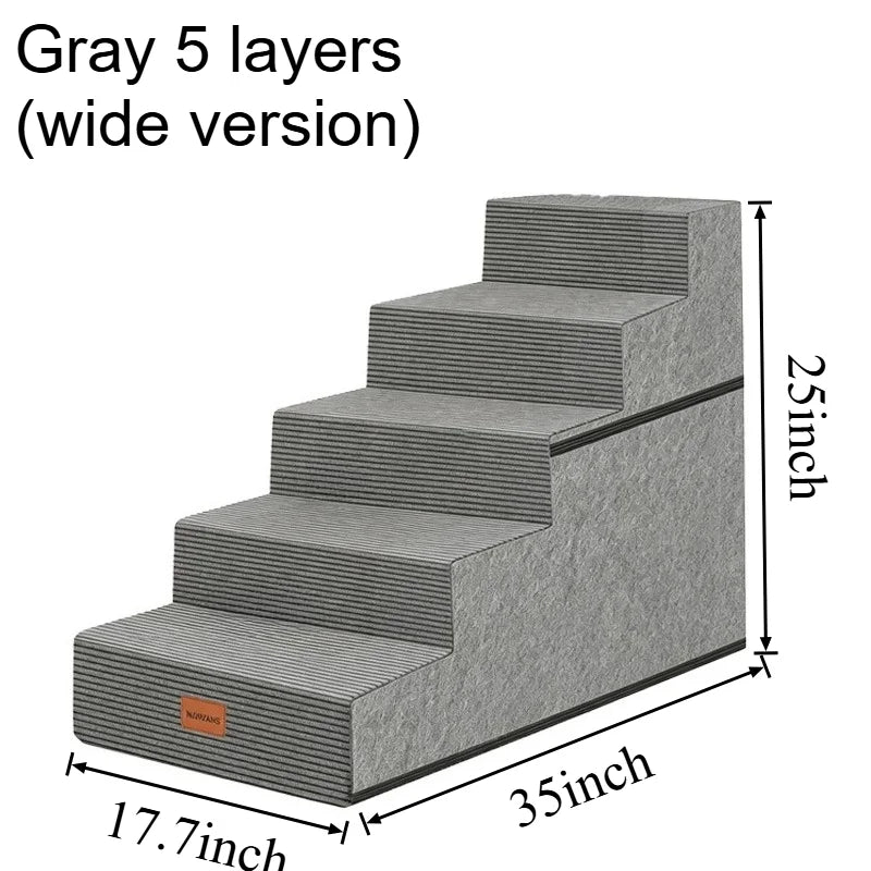 3/4/5 Steps Foldable Dog Stairs for Small & Medium Dogs, High-Density Foam Non-Slip Indoor Pet Steps for Bed, Sofa & Chair, Washable Removable Cover