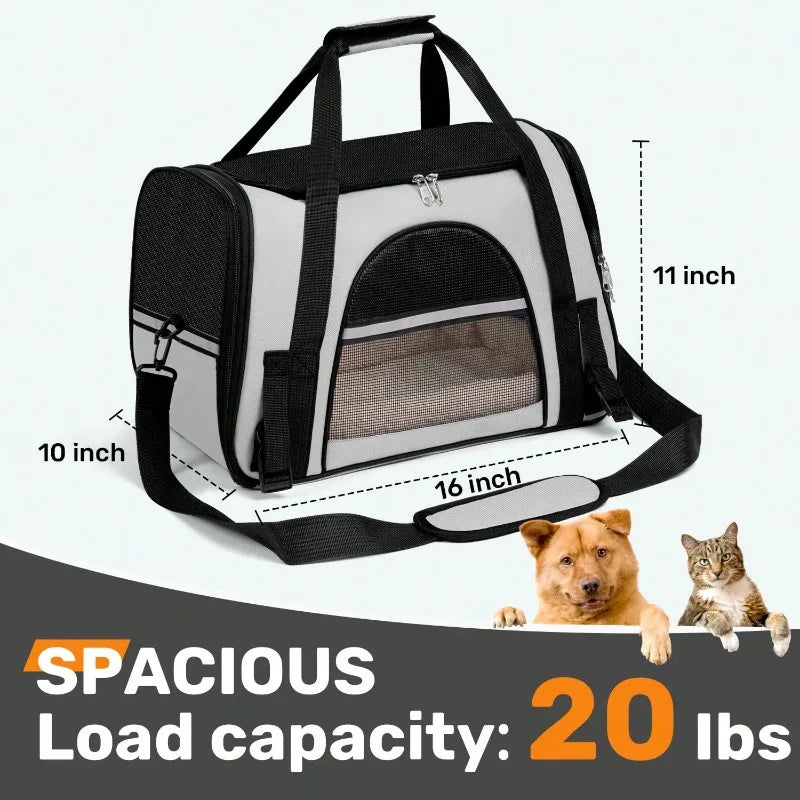 Dog & Cat Outdoor Supplies Secure Zipper Anti-Escape Pet Carrier Backpack | Spacious Ventilated Foldable Cat/Dog Travel Bag | Car & Airline Approved Collapsible Cage With Breathable Design