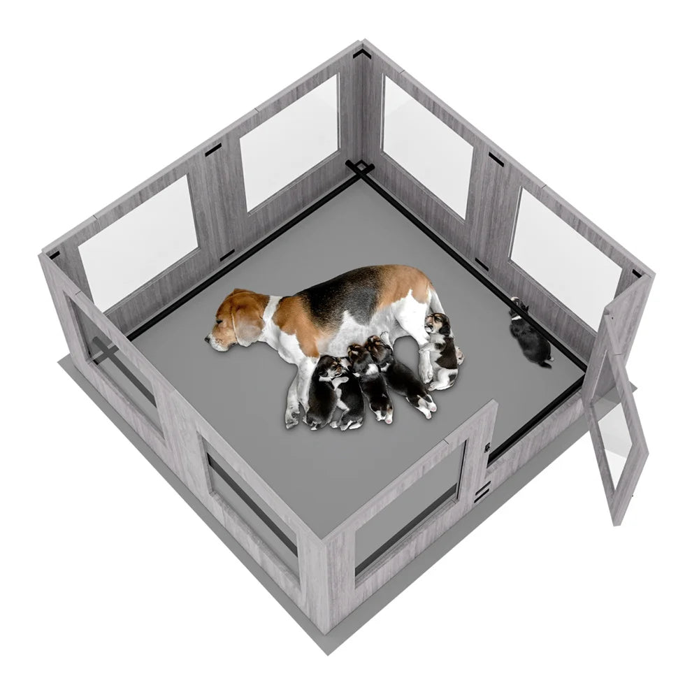 Borwart Heavy Duty Indoor Glass Dog Playpen With Waterproof Mat