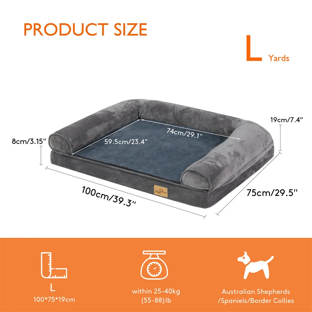 Borwart Orthopedic Memory Foam Dog Bed With Removable Plush Cover