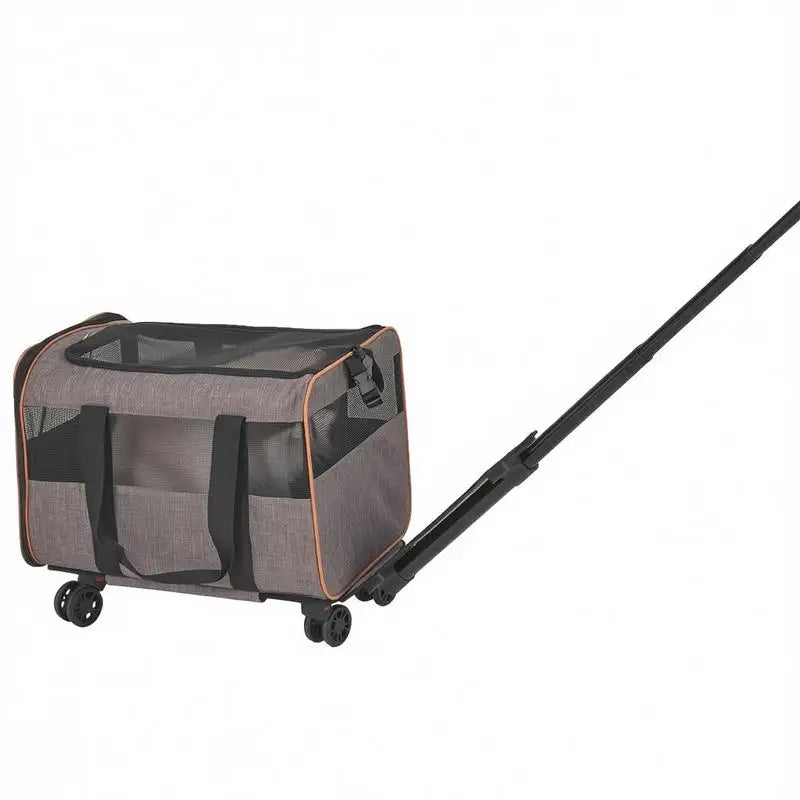 Nylon Airline Approved Rolling Pet Carrier with Handle and Bowl