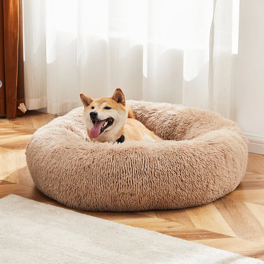 JHK Calming Round Dog Bed Plush Faux Fur Pet Mattress