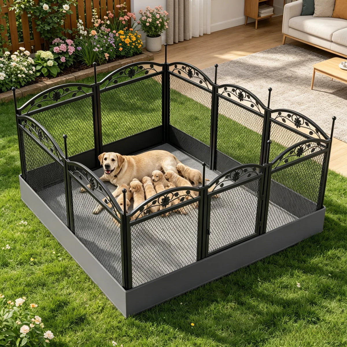 Bingopaw Foldable Heavy Duty Metal Dog Playpen With Gate