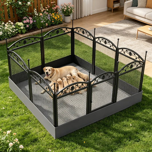 Bingopaw Foldable Heavy Duty Metal Dog Playpen With Gate