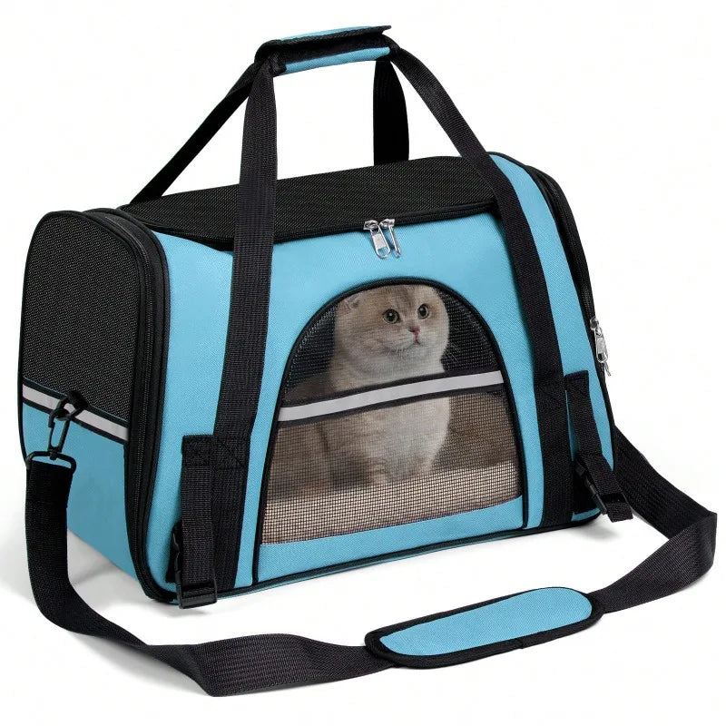 Dog & Cat Outdoor Supplies Secure Zipper Anti-Escape Pet Carrier Backpack | Spacious Ventilated Foldable Cat/Dog Travel Bag | Car & Airline Approved Collapsible Cage With Breathable Design