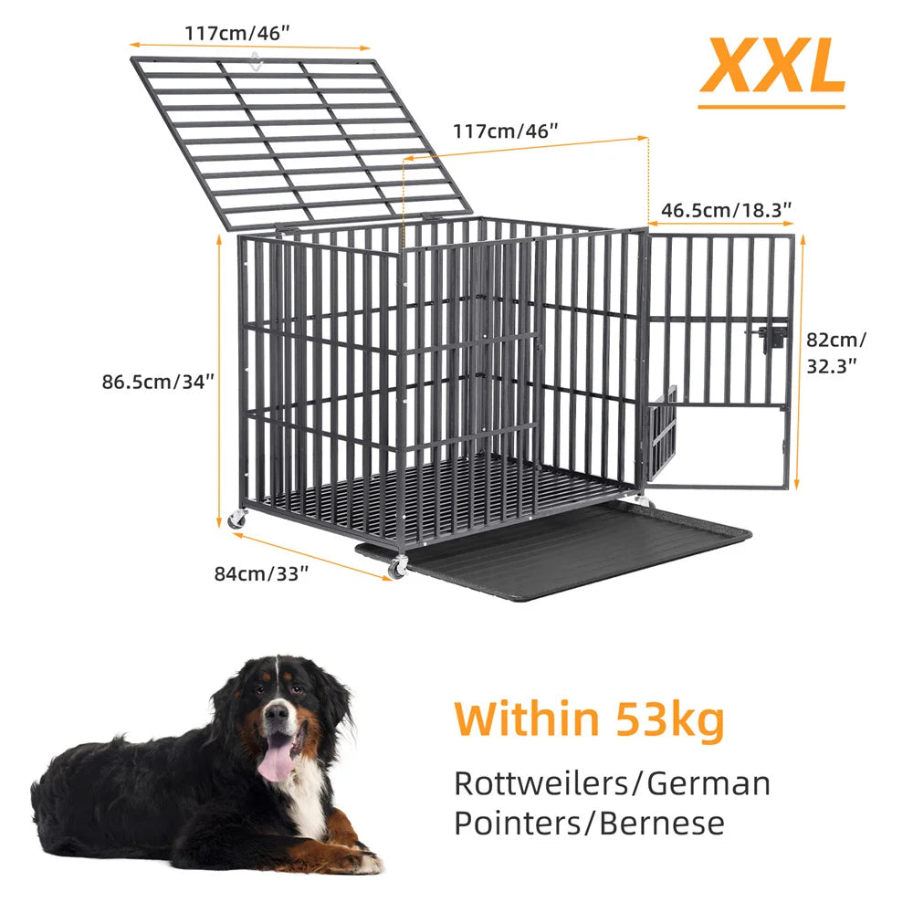 Borwart Heavy Duty Dog Crate With Chew Resistant Square Tube