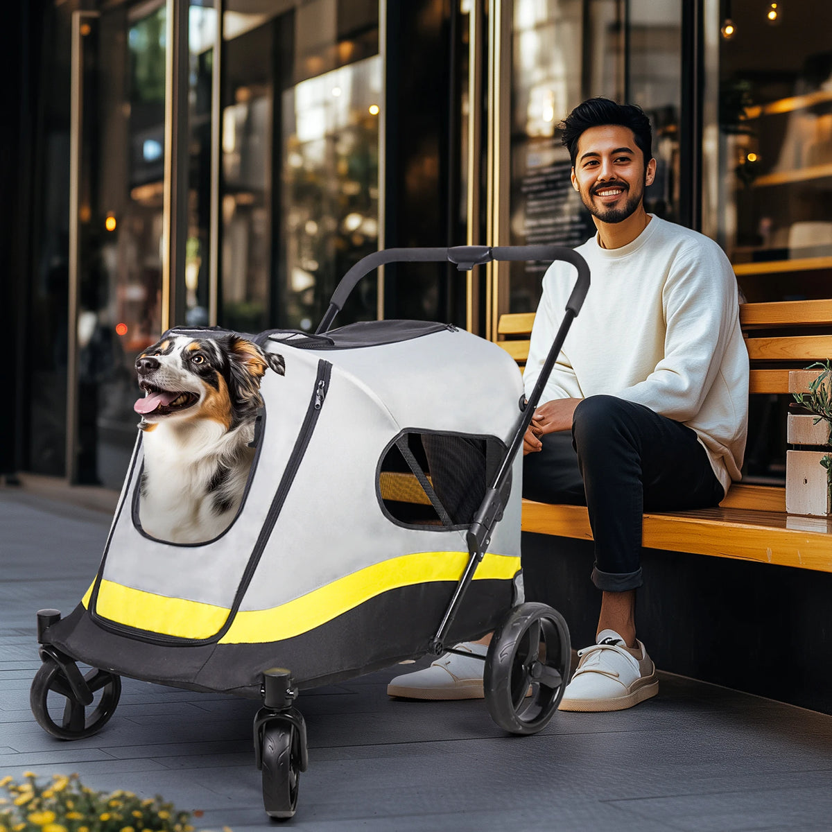 Bingopaw Portable Dual Entry All Terrain Dog Stroller Cart