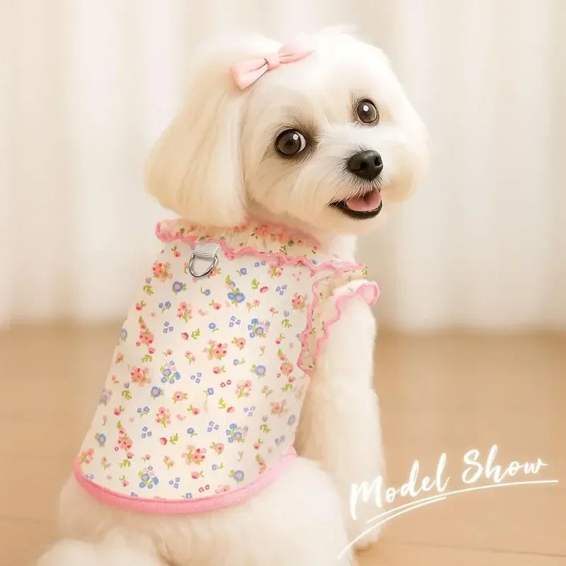Breathable Ruffled Sleeve Dog Shirt With Elastic Fit for Puppies