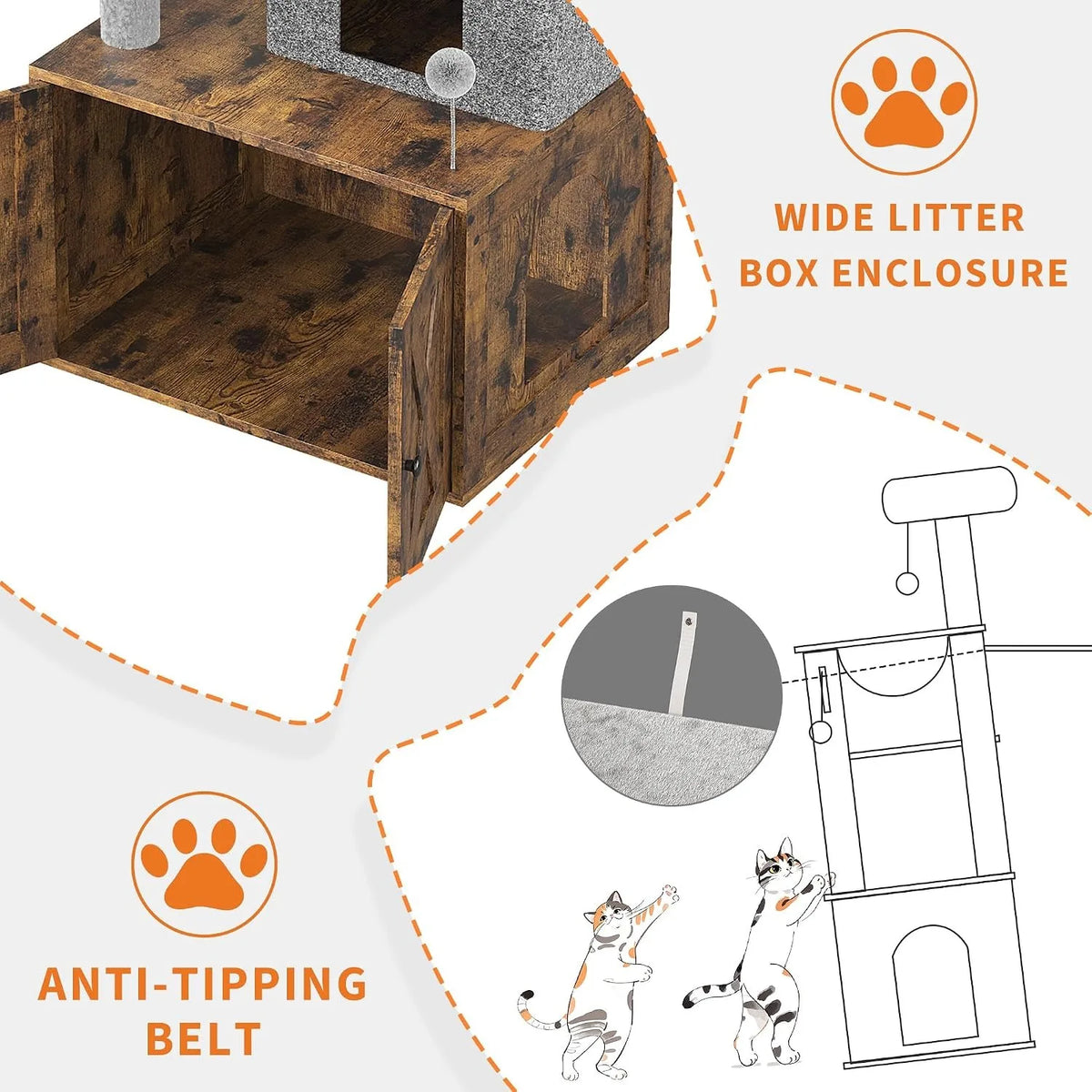 Modern Cat Condo With Integrated Litter Box And Scratching Posts