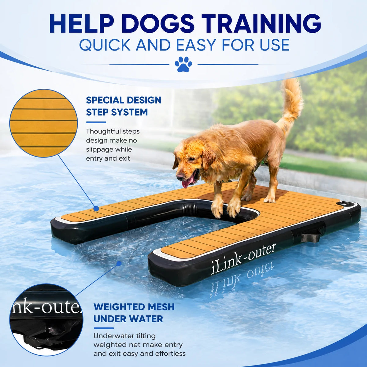 Vancen Inflatable Dog Ramp Lightweight Pet Water Accessory