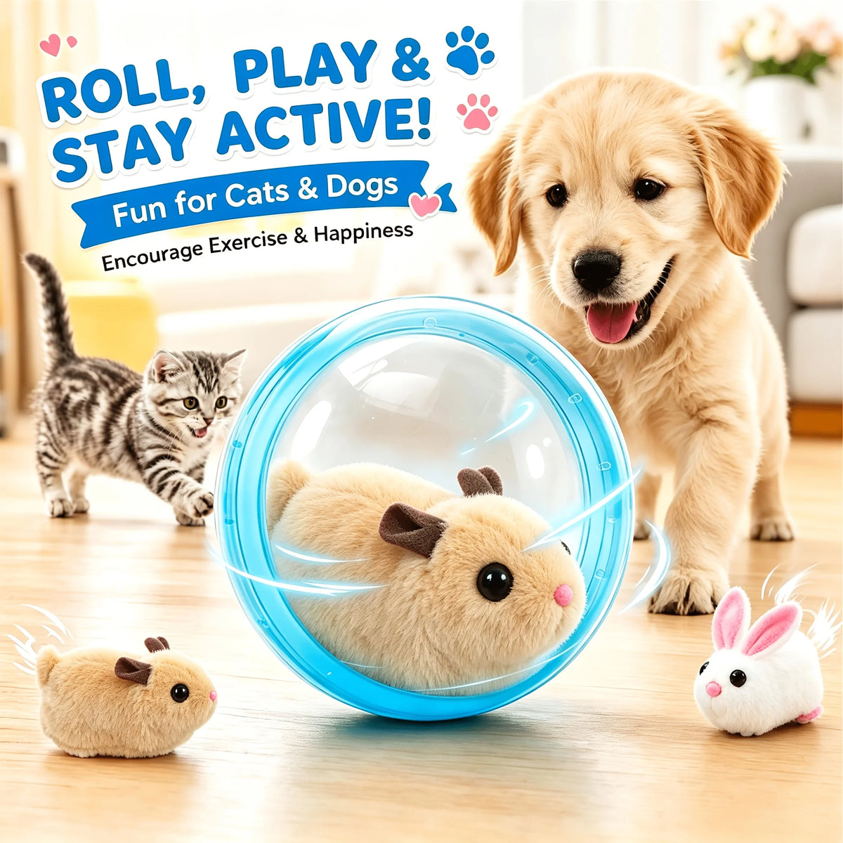 Self Rotating Obstacle Avoidance Cat Toy Ball for Indoor Exercise
