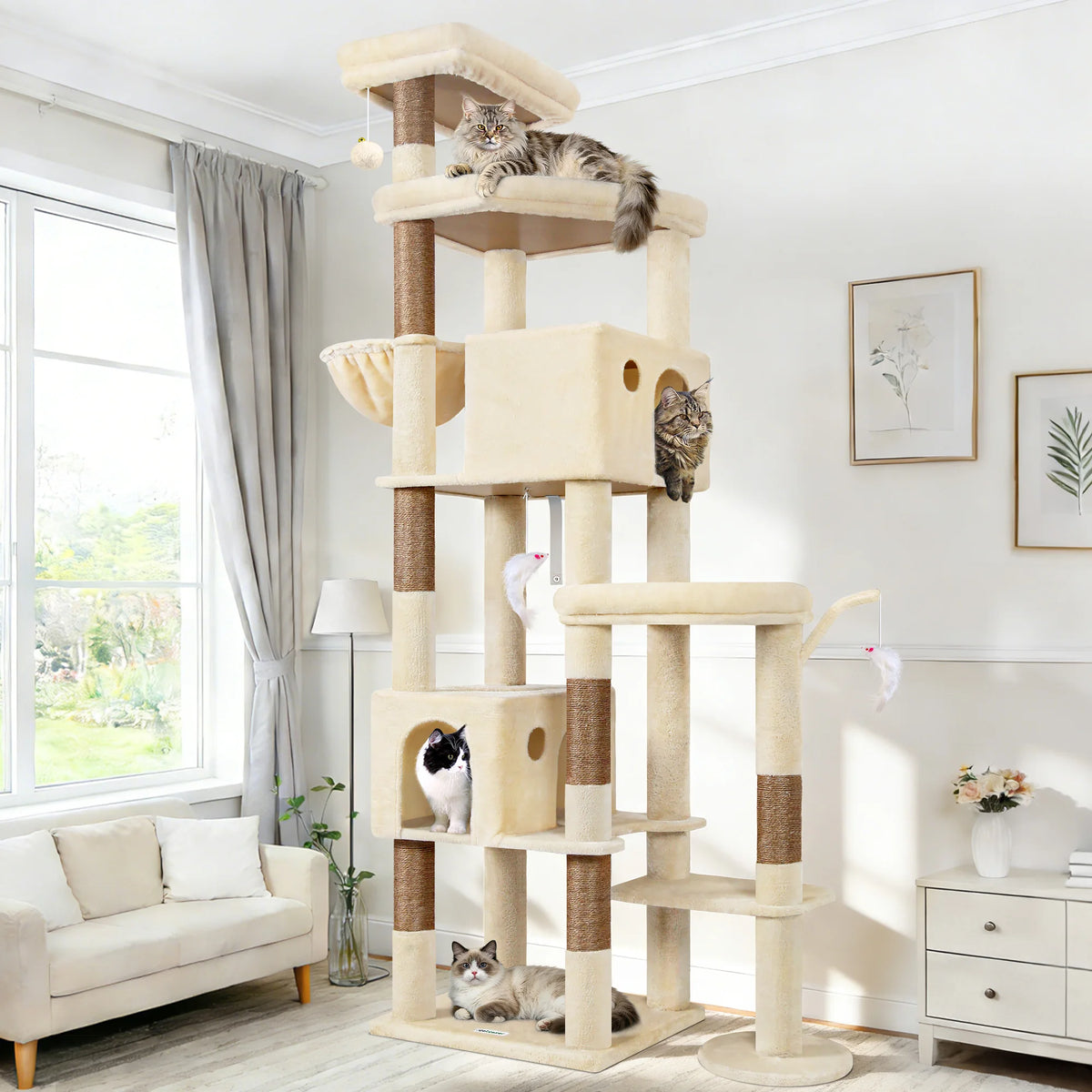 Globlazer Multi-Level Cat Tree Condos Hammock and Sisal Scratching Posts