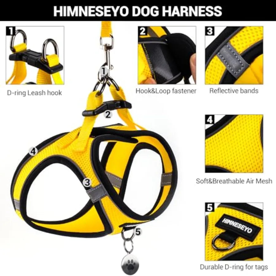 Dog Harness and Leash Set, Dog Harness for Dogs No Pull, No-Chock Step-in Reflective Breathable Lightweight Easy Walk Vest Harn