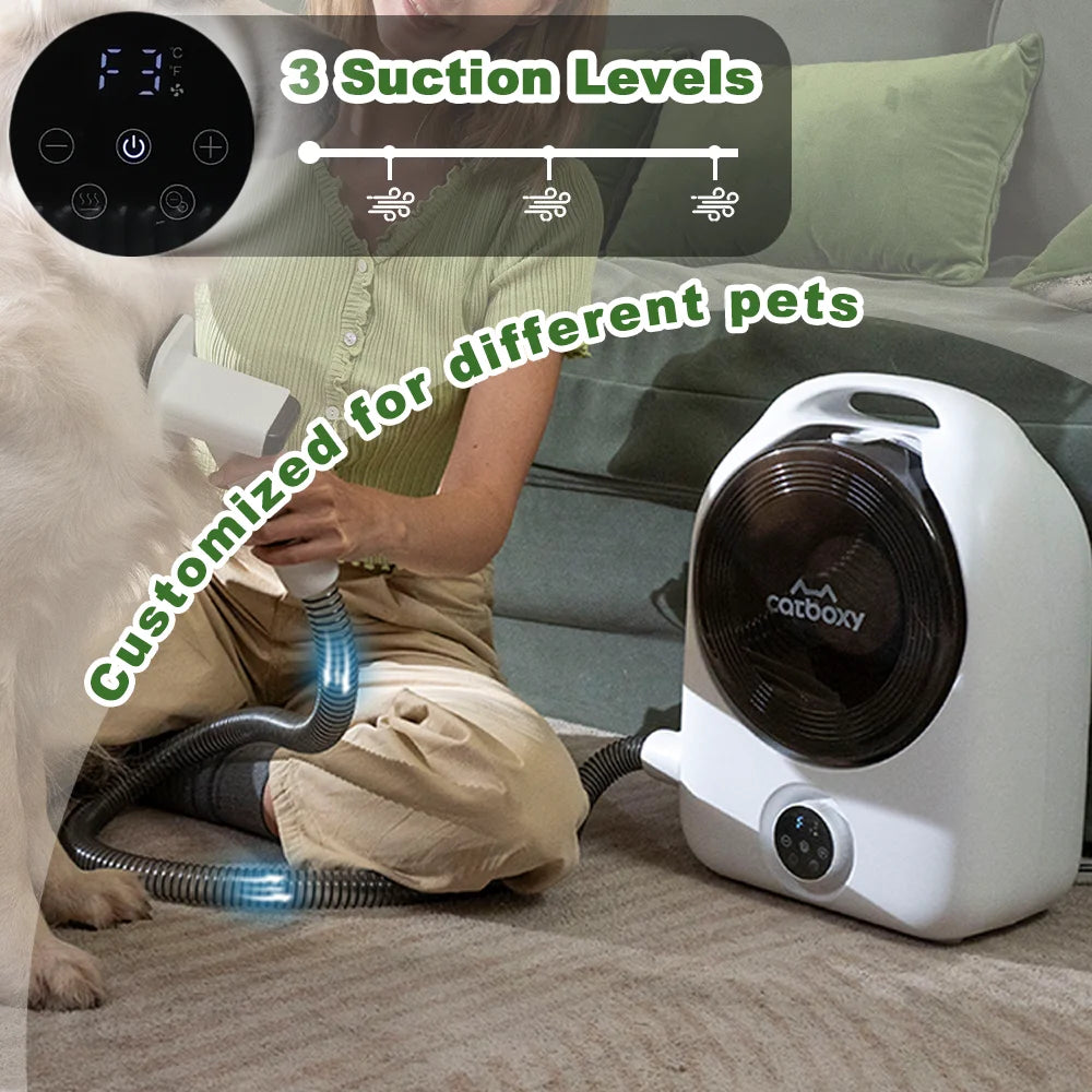 Pet Grooming Kit Cat/Dog Hair Vacuum with 2.5L Large Capacity,5 in 1 Professional Pet Blow&Suction Machine with 5 Blow Settings and 3 Suction Level, Low Noise Pet Hair Cleaner for All Hair Type