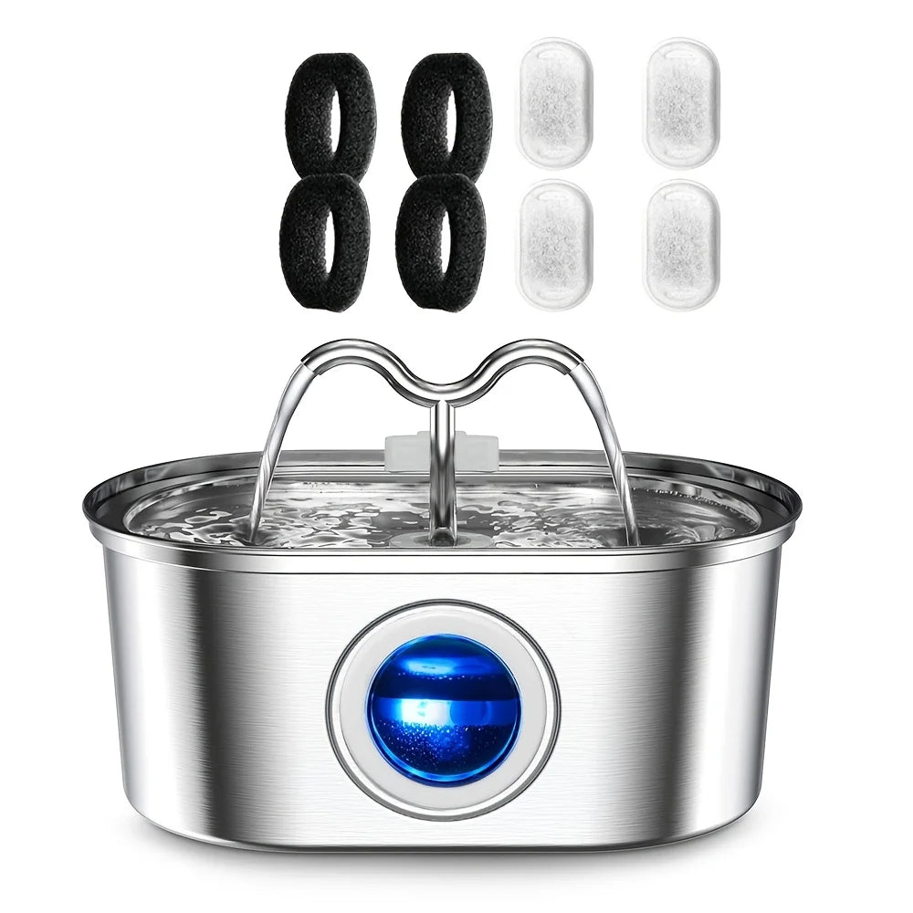 Stainless Steel Cat Water Fountain With Continuous Flow Design
