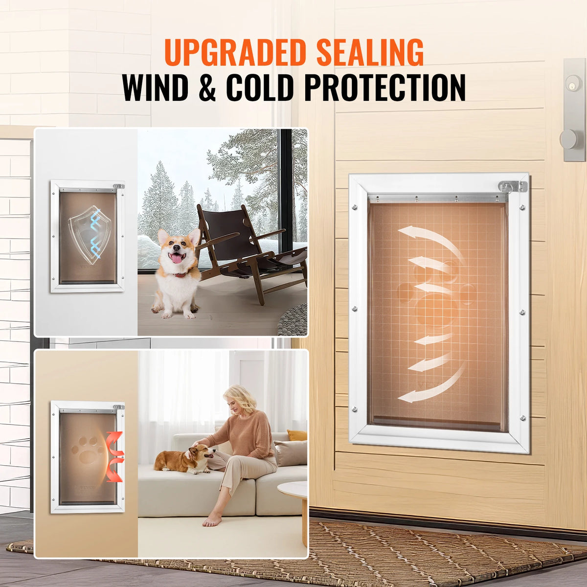 Weatherproof Aluminum Pet Door With Lock And Flap System