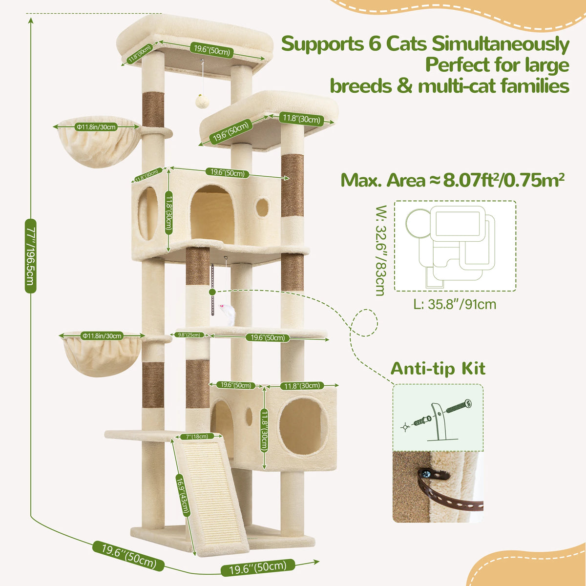 Globlazer Multi-Level Cat Tree Tower With Condos Hammocks And Perches