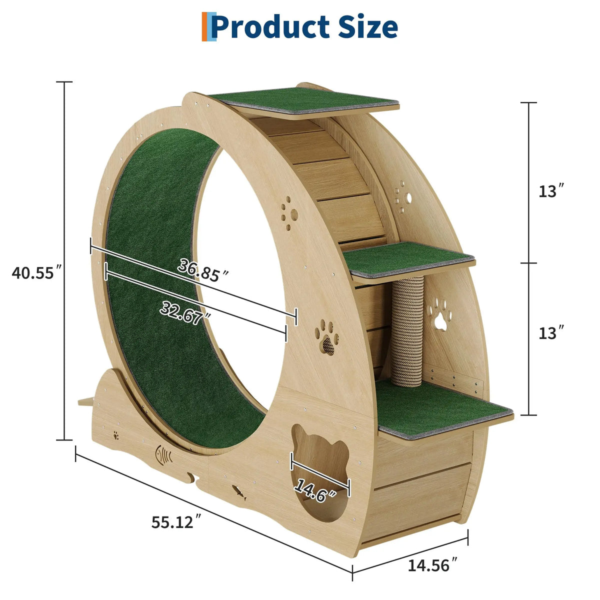 HiMISS Multifunctional Cat Exercise Wheel With Bowls And Scratch Post