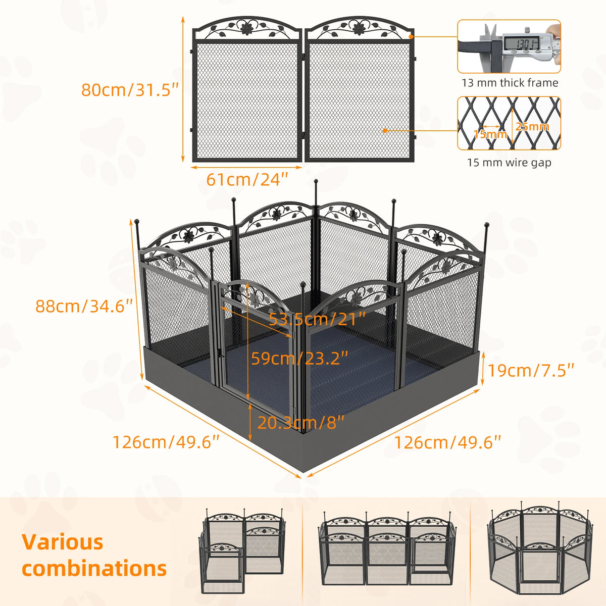 Bingopaw Foldable Heavy Duty Metal Dog Playpen With Gate