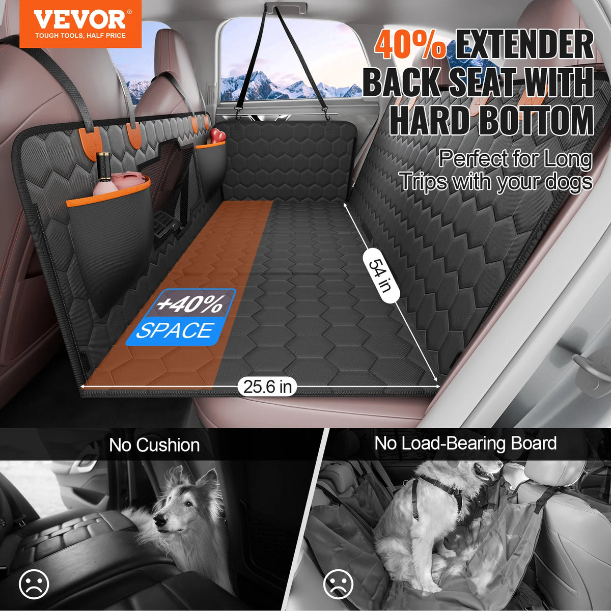 SucceBuy Dog Car Seat Extender Cover With Mesh Window
