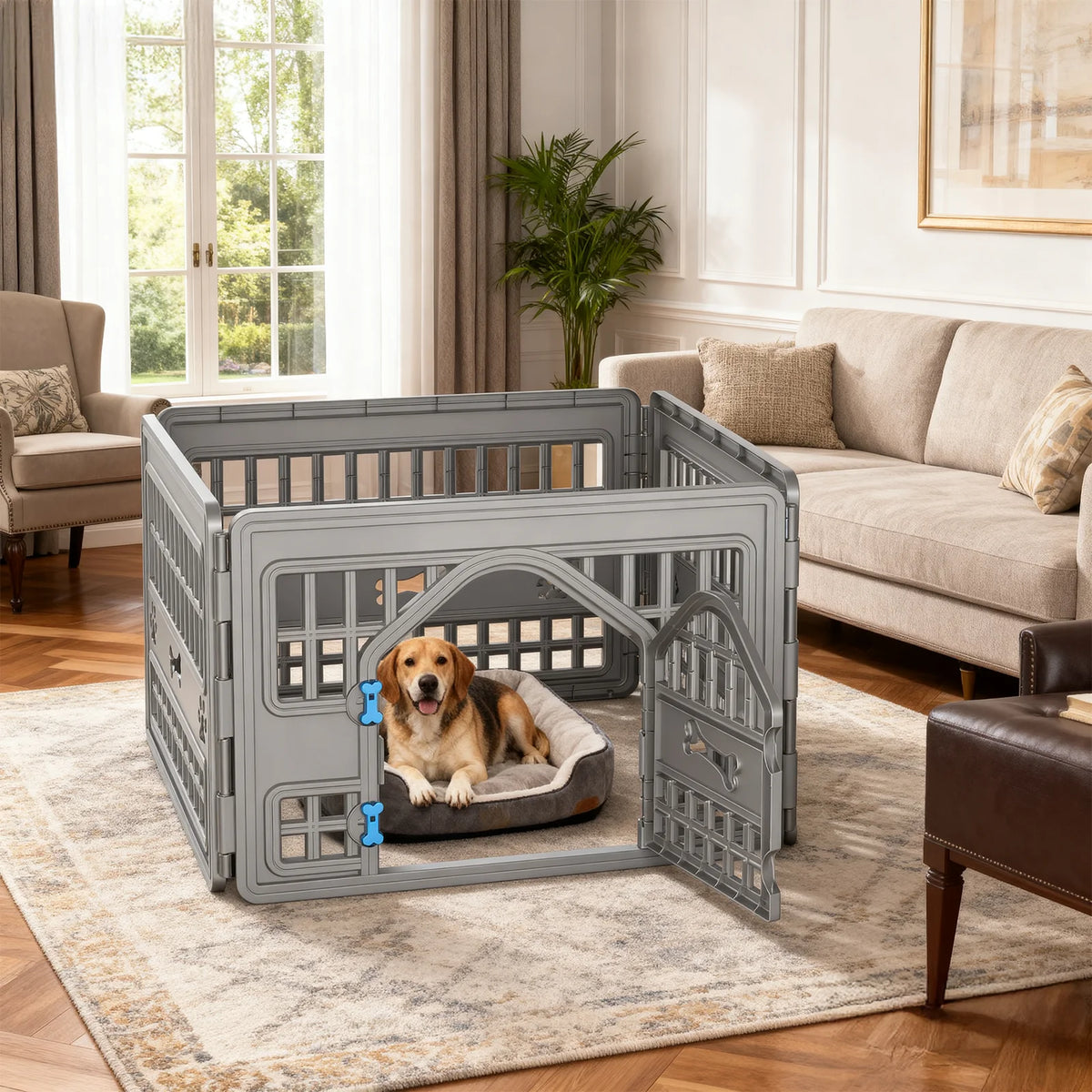 Foldable Plastic Pet Playpen With Four Panels For Dogs