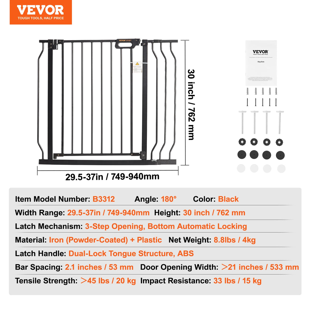 SucceBuy Stainless Steel Pressure Mount Baby Safety Gate