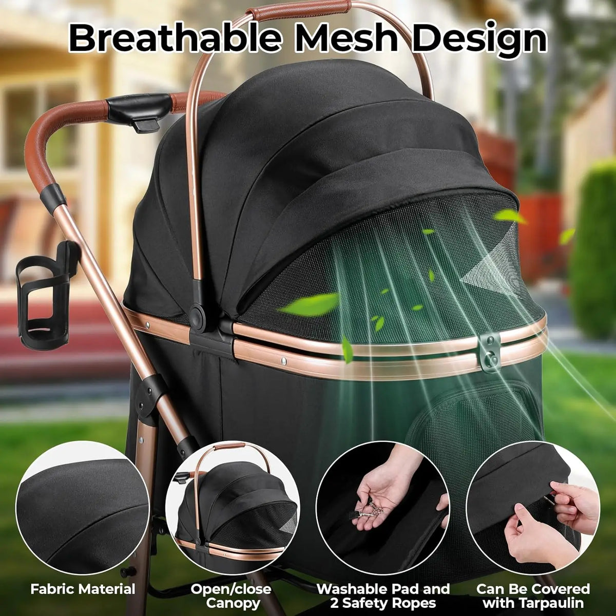 Foldable All Terrain Pet Stroller With Carrier And Basket