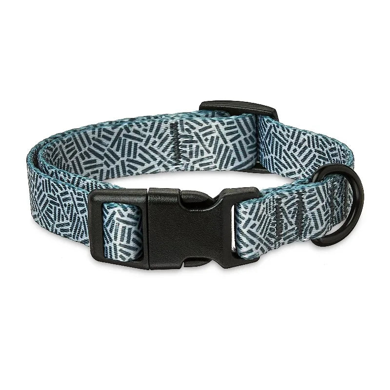 Polyester Cushioned Adjustable Dog Collar, Gray Print, M