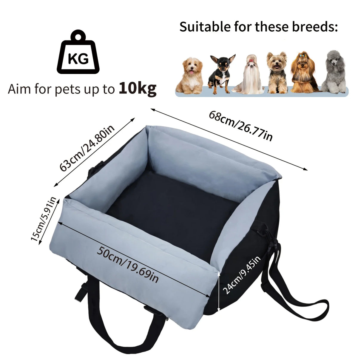 Bingopaw Washable Dog Car Seat With Breathable Cushion