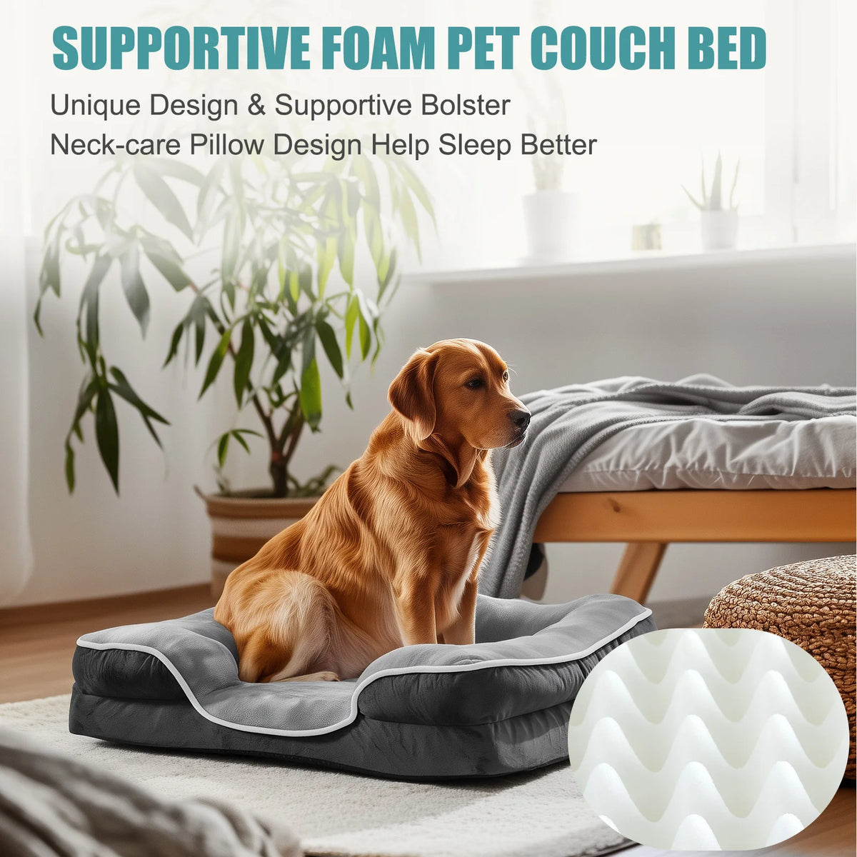 MCQ Memory Foam Orthopedic Dog Bed With Washable Cover