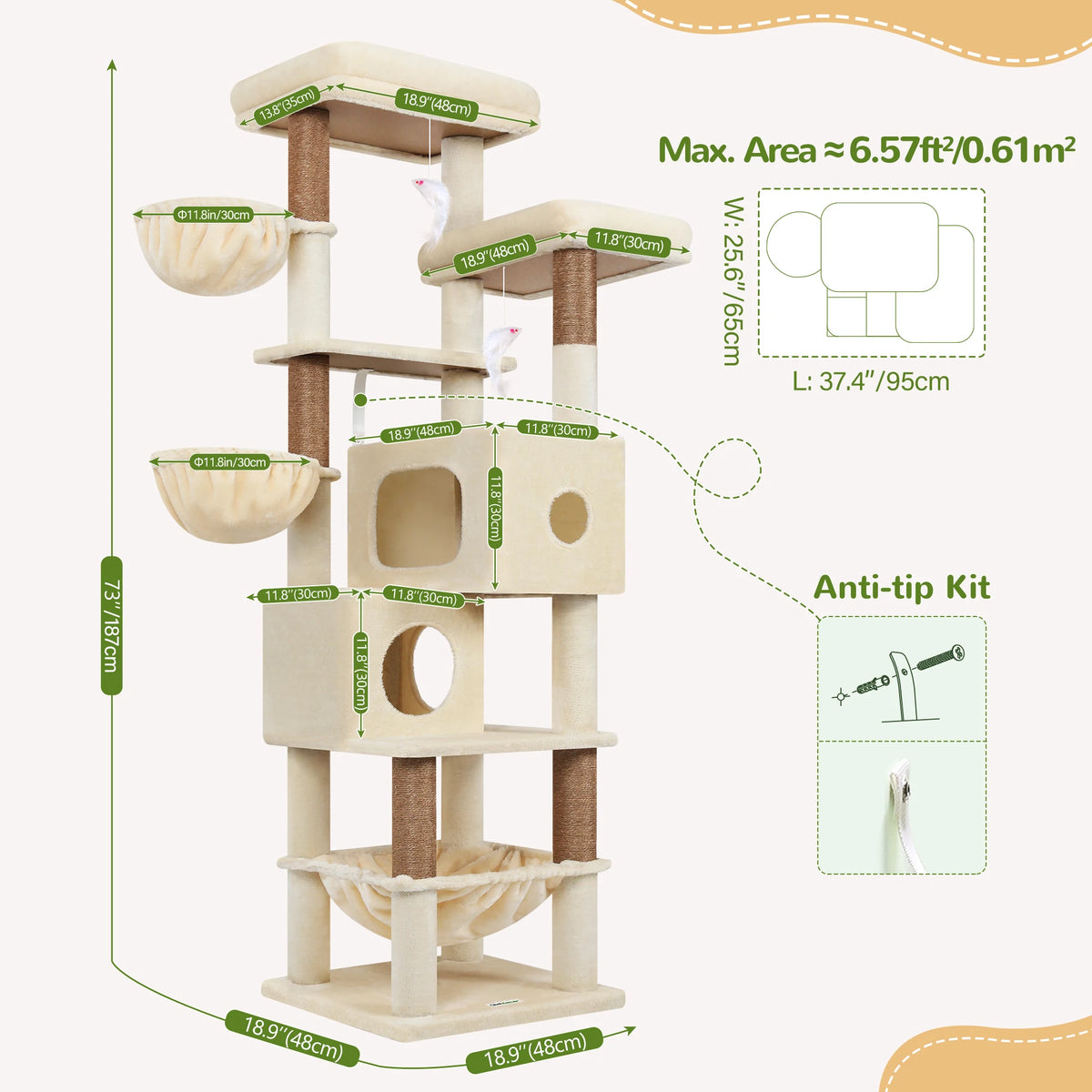 Globlazer Multi Level Cat Tree Tower with Hammocks and Condos