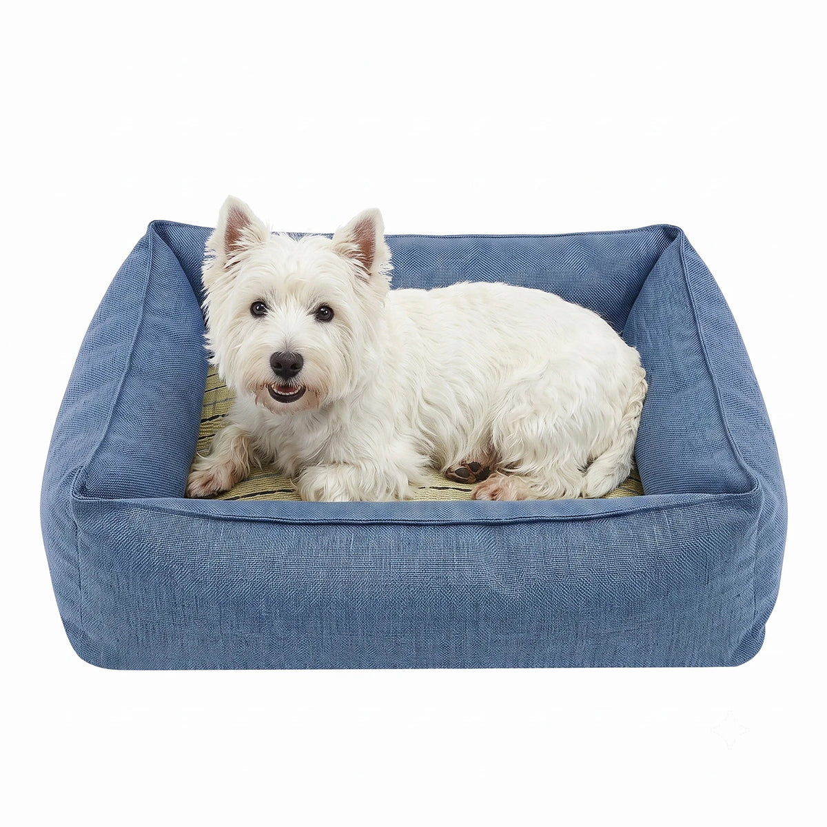 Natural Rush Grass Pet Bed With Raised Edge Non-Slip Base