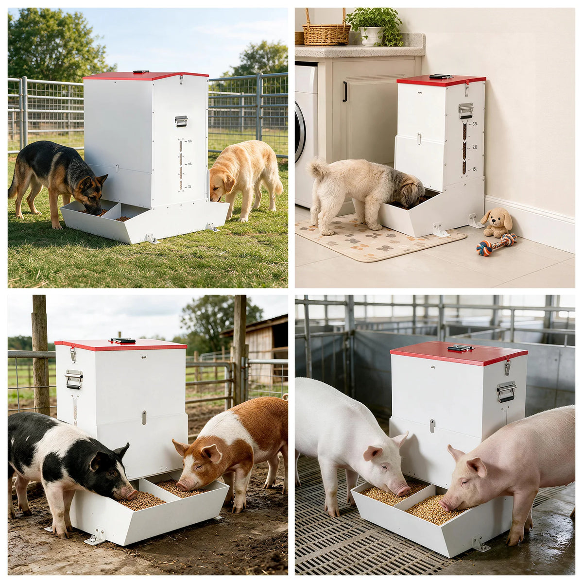 Automatic Lockable Stainless Steel Gravity Feeder for Dogs and Livestock