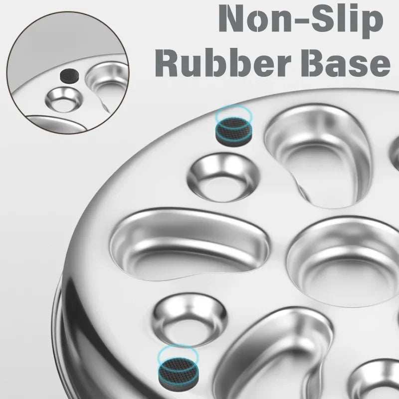 Large Stainless Steel Slow Feeder Bowl for Dogs, Reversible 2-in-1 Flower Design, Anti-Choking & Non-Slip Anti-Tip Base