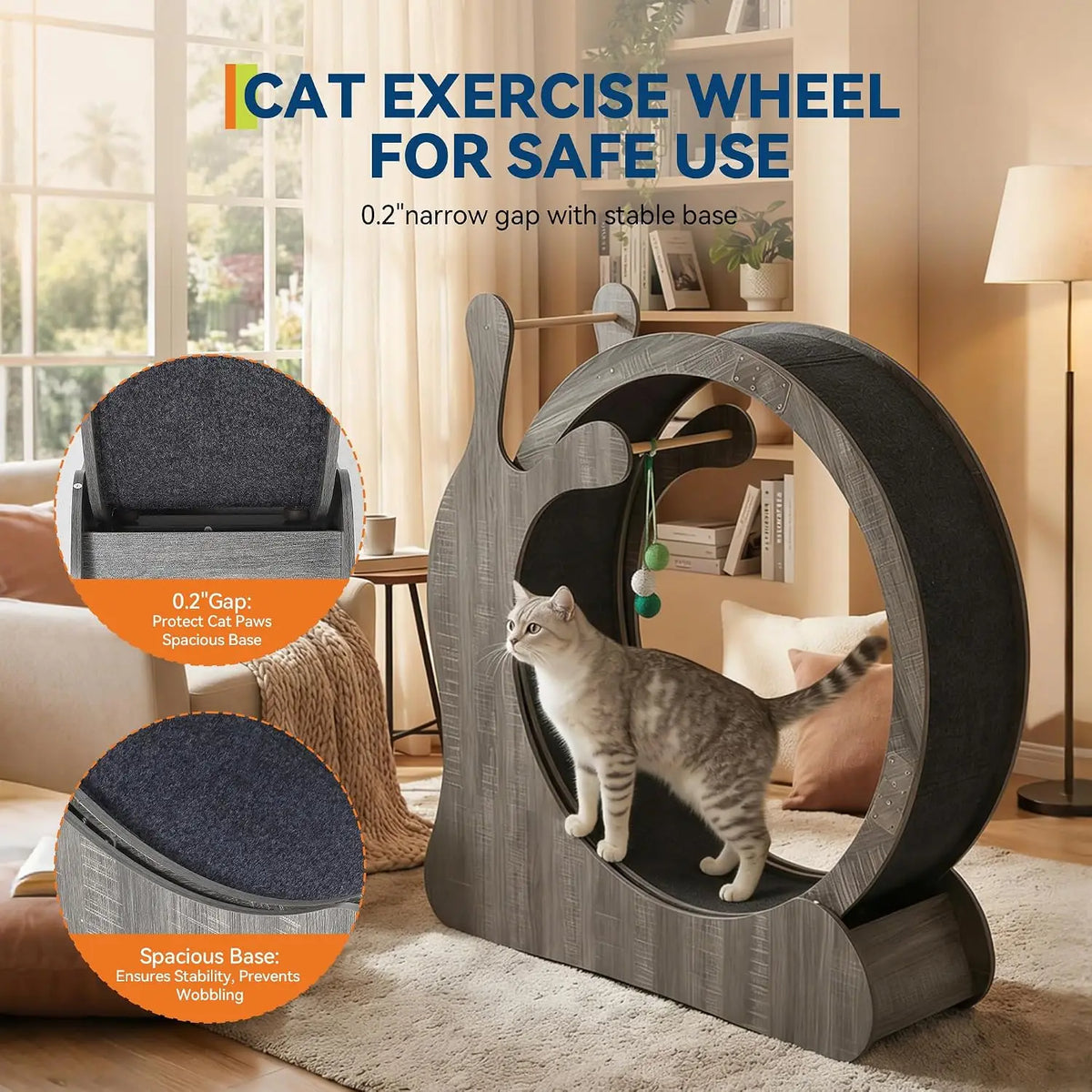 Garvee Cat Treadmill Running Wheel for Indoor 3 in 1 Cat Treadmill Wheels Roller Fitness Cats Toys Sports Cats Supplie Pet with Scratching Board and Play Balls