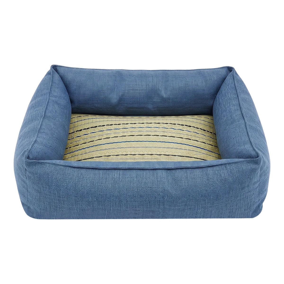 Natural Rush Grass Pet Bed With Raised Edge Non-Slip Base