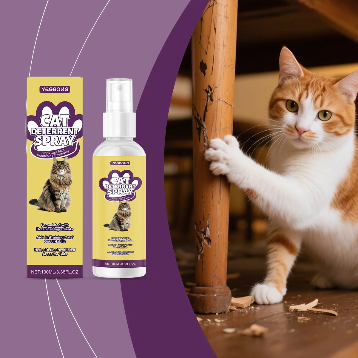 Cat Scratch Prevention Spray, Gentle Safe Formula for Cats, Behavior Training Spray to Protect Furniture & Sofa
