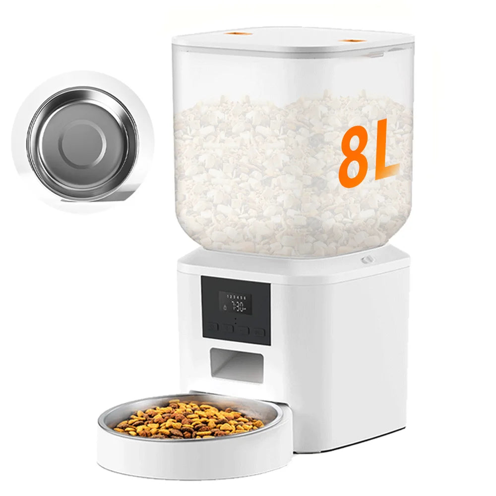 Nityers Cat Feeder With Voice Recorder And Stainless Steel Bowl