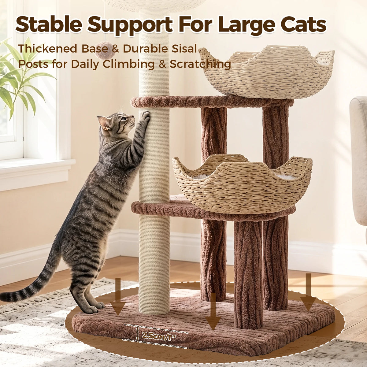PAWZ Road Multi-Level Cat Tree Rattan Baskets Sisal Scratching Posts