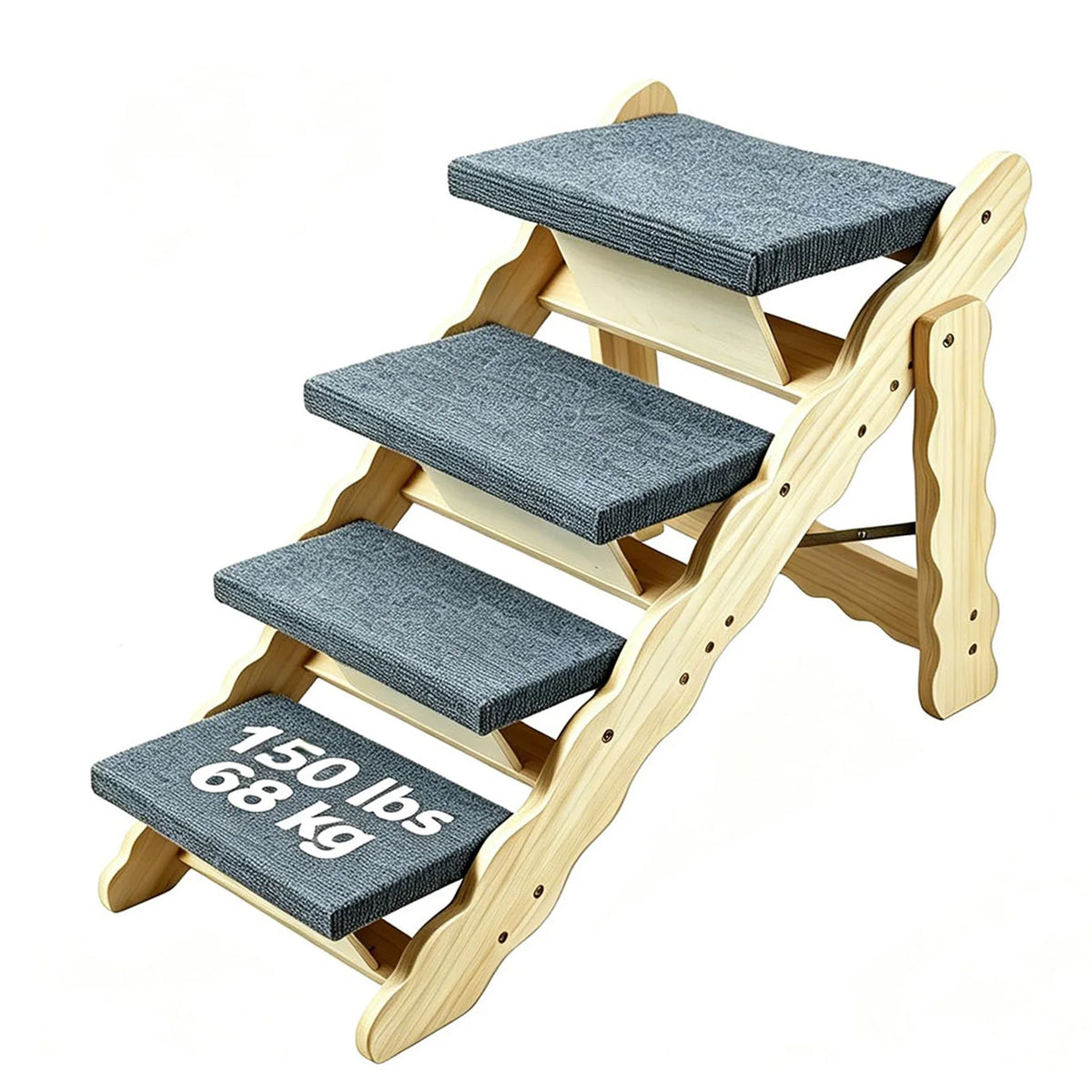 DishyKooker Indoor Wooden Pet Stairs And Folding Ramp