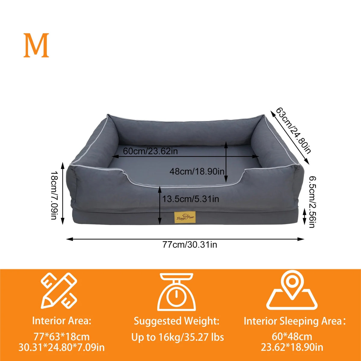 Bingopaw Orthopedic Dog Bed Sofa Removable Washable Cover