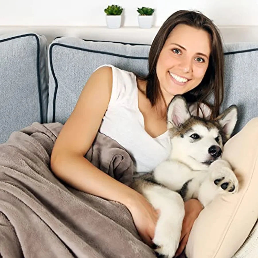 Waterproof Reversible Dog Blanket 60x70 Inch for Couch Bed Car Soft Sherpa Fleece Pet Throw Furniture Protector Cover - Washabl