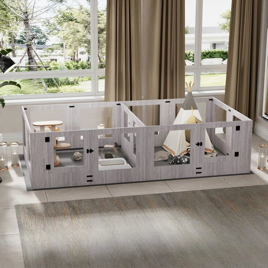 Borwart Tempered Glass Dog Playpen Whelping Box With Mat