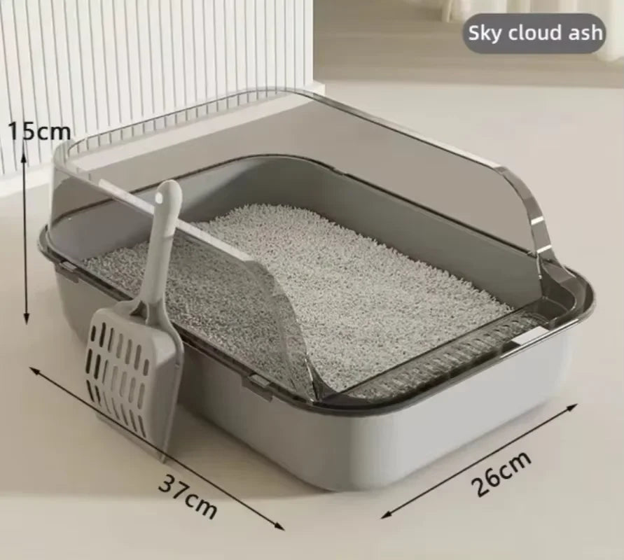 Semi Enclosed Cat Litter Box With High Sides Indoor Use