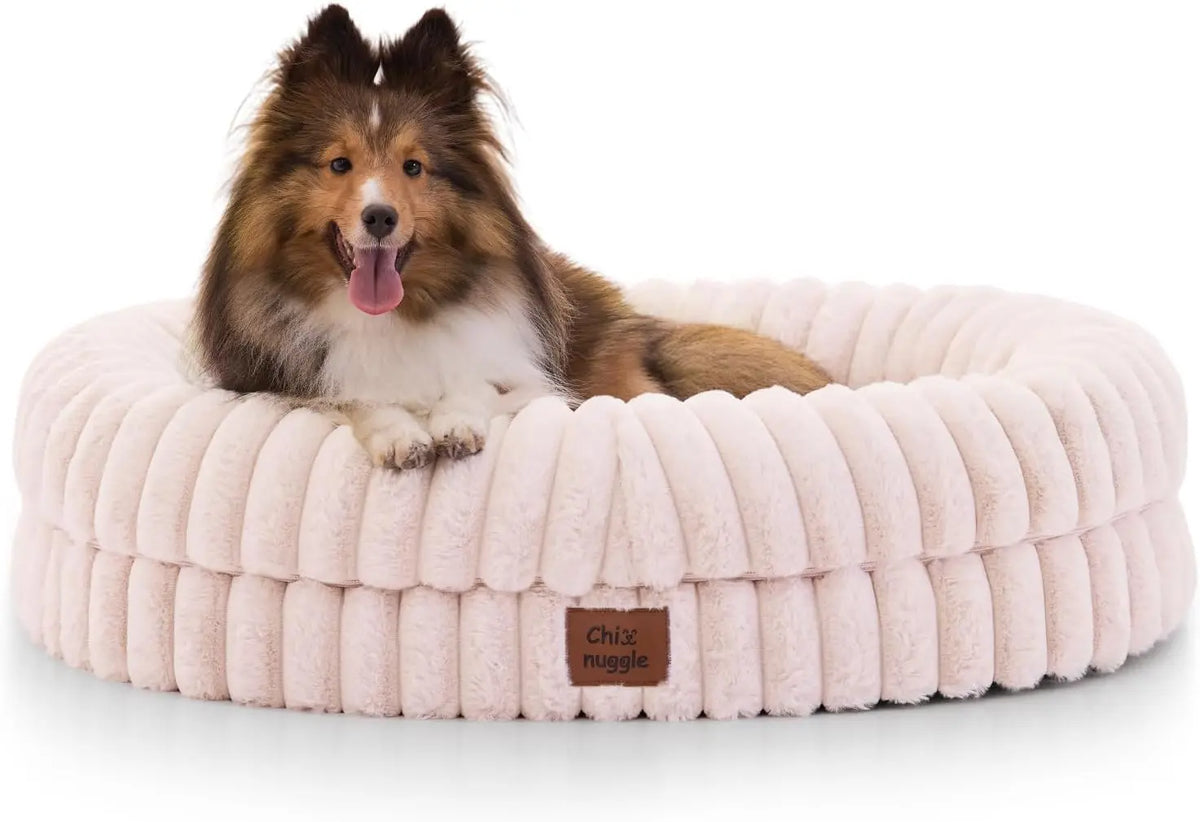 Faux Fur Orthopedic Dog Bolster Bed With Washable Cover